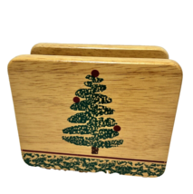 Vintage Furio 1998 Wooden Christmas Table Napkin Holder Christmas Tree 6 x 5&quot; - £9.92 GBP