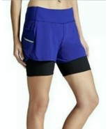 ATHLETA Womens Shorts READY SET GO 2-in-1 Running Blue/Black Size XS - £13.89 GBP