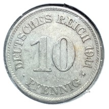 1911 E German Empire 10 Pfennig Coin - £6.97 GBP