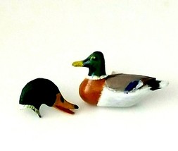 Lot of 2 Vintage Mallard Duck Wild Duck Bird Lapel Pins Tie Tack Green Brown... - £13.43 GBP