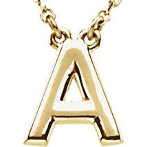 Precious Stars Unisex 14K Yellow Gold Block Font A Initial Necklace - £228.58 GBP