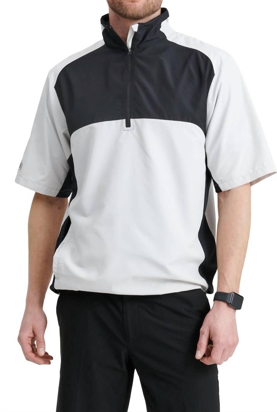 Abacus Sportswear Us men hills stretch wind shirt in Fog/Black