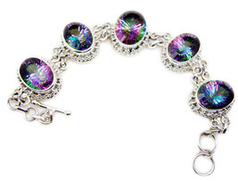 magnifique bracelet multiple en argent sterling 925 avec quartz mystique... - £140.99 GBP