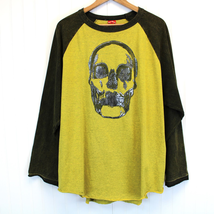 Vintage 90s Jnco Denim Mens Xl Metallic Skull T-Shirt Raglan Y2K Grunge Skater - £49.64 GBP
