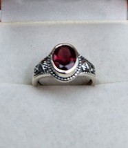 Premium Tanzanian Wine Garnet Solitaire Ring Artisan Crafted in Sterling... - £35.35 GBP
