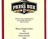 Press Box Bar &amp; Grill Menu Chesterfield Parkway Chesterfield Missouri  - $17.80