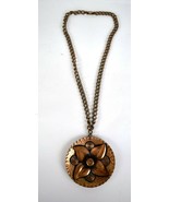 Copper Necklace Large Pendant Choker Chain Modern Flower - $46.53