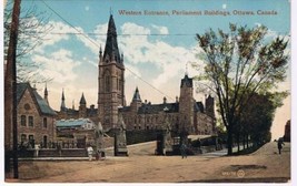 Ontario Postcard Ottawa Western Entrance Parliament Buildings circa 1920 - £2.36 GBP
