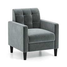 Mid Century Modern Velvet Accent Chair with Tufted Back-Grey - Color: Gray - £213.33 GBP