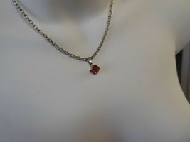 925 Sterling Silver Square Amber Necklace 8" When Clasped - $31.68