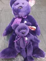 Ty beanie babies and buddies Princess The Purple Bear With White Rose On... - $54.99