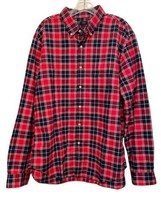 J. Crew Oxford Plaid Long Sleeve Button Up Shirt Size XL Red Blue Cotton Classic - $21.92