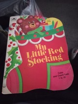 Christmas Coloring Book My Little Red Stocking Vtg 1982 Bear Mouse Candy Cane - £5.91 GBP