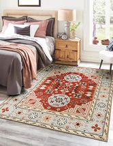 EORC Buy Hand-Knotted Wool Rust Traditional Floral Khotan Weave Rug Online - £458.23 GBP