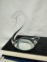 Vintage Italian Murano Style Art Glass SWAN Bird Clear Blown Glass Crystal - £9.52 GBP