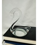 Vintage Italian Murano Style Art Glass SWAN Bird Clear Blown Glass Crystal - $232.24 MXN