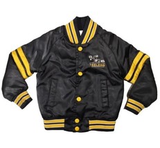 Vintage Chalkline Pittsburgh Steelers Black Snap Front Satin Jacket Boys Size 4 - £28.92 GBP