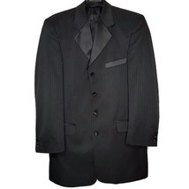 Stacy Adams Men&#39;s 2 Piece Suit Sizes 38T 31L Black Stripe Pleated Pants Fancy - £79.72 GBP