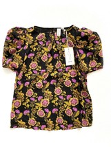 JOIE Black Floral Short Sleeve Blouse ( S ) - £94.93 GBP