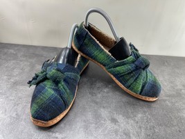 Tom&#39;s Alpargata Womens Shoes Blue Green 7M Wool Bow Slip-On Casual Loafe... - $27.54
