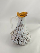 Art Pilgrim Glass Vase White Speckled Amber 4.5 Inch - £8.82 GBP