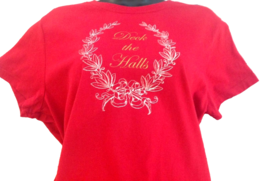 Christmas Top Shirt Deck the Halls Red Juniors size XXL 2XL Holiday - £10.57 GBP