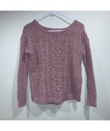 American Eagle Purple Open Cable Knit Sweater Sz Small Boat Neck Wool Blend - £11.75 GBP