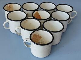 LOT x 10 VINTAGE USSR SOVIET RUSSIAN ENAMEL MUG CUP ARMY 10 ps. - $79.20