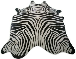 Reverse Zebra Print Cowhide Rug: 7&#39; X 6.5&#39; Upholstery Zebra Cowhide Rug K-211 - £195.35 GBP
