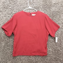 Dressbarn Shirt Blouse Women 14/16 Red Round Neck Shoulder Pads Flowy Light - £4.62 GBP