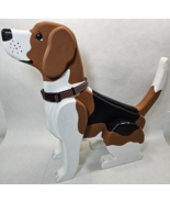 Folk Art Wood  Carved Beagle Hound Dog Pet sit Large - £77.85 GBP