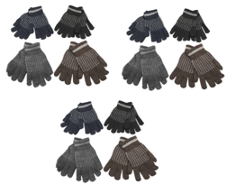 12 Pair Men&#39;s Knit Warm Winter Gloves Wholesale lot One Size Fits Most Assorted - £19.37 GBP