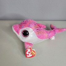 Ty Sparkles the Dolphin Beanie Boo with Pink Glittery Eyes 6&quot; New - £6.29 GBP