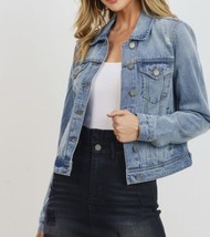 New C’est Toi Jean Jacket Medium Distressed Medium Wash Denim Jacket 100... - £20.30 GBP