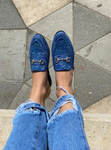 Mule blue Jeans très raffinée avec finition très haute gamme, raffia shoes woman - £66.70 GBP