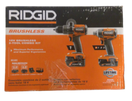 OPEN BOX-RIDGID - R9208 18V Brushless Hammer Drill and 3-Speed Impact Driver Kit - £127.88 GBP