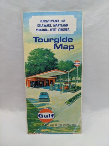 Vintage 1967 Gulf Tourgide Map Pennsylvania Delaware Maryland Virginia B... - $11.14