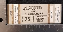 RATT / POISON - VINTAGE JULY 25, 1987 JACKSON, MISS UNUSED WHOLE CONCERT... - $20.00