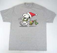 Vintage Peanuts Noël Chemise Snoopy Vacances XL Charlie Marron Gris Sant... - $17.99