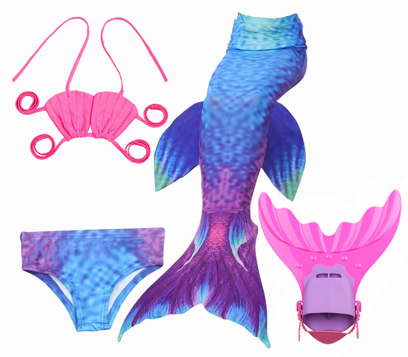 HOT!Kids Girl Mermaid Tail with Fin Costume Swimmable Tail with Monofin swimwear