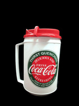 Coca-Cola 12 oz Travel Mug Can Holder w/ Handle Insulated White Thirst Quenching - £4.68 GBP