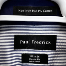 Paul Fredrick Classic Fit Shirt Blue 18.5/36 Striped Non Iron Two Ply Co... - £16.64 GBP