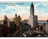 Wooldworth Bulding and City Hall New York City UNP DB Postcard O15 - £3.06 GBP