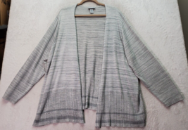 Catherines Cardigan Womens 3X Light Gray Spacr Dye Knit Long Sleeve Open... - $25.85