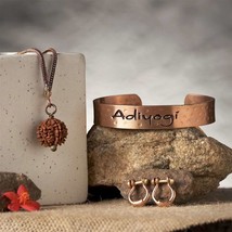 Isha Life Adiyogi Rudraksha Gift Set Chain Copper Earrings Cuff Bracelet Pendant - £19.60 GBP