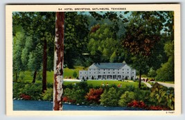 Hotel Greystone Building Gatlinburg Tennessee Linen Postcard Vintage Unused - $10.93