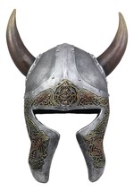 Norse Mythology Horned Valhalla Viking Helmet Decor Statue 16&quot;H Asgard Ragnarok - £143.87 GBP
