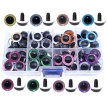 1Box(64Pcs) 16Mm 8Colors Plastic Safety Eyes Glitter Craft Eyes With Washers For - £18.91 GBP