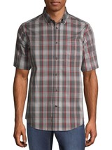 George Men&#39;s Short Sleeve Button Down Shirt SMALL (34-36) Grey Plaid NEW - $18.68