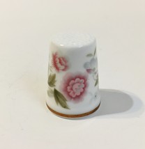 Minton Thimble Pink Floral Green Leaves White Fine Bone China Gold Trim ... - £13.57 GBP